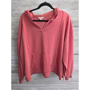 Time and & Tru Hoodie PLus Size 3X XXXL Coral Peach Pullover Sweatshirt Pocket